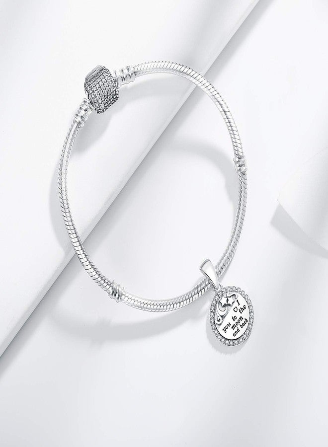 Linorui 925 Sterling Silver Charms Fit Pandora Charms Bracelet I Love You to The Moon and Back Fit Wife Mom Christmas Birthday Gift - Image 4